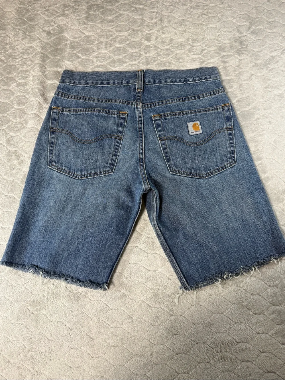 Carhartt Relaxed Straight Jorts Men’s 32 Blue Denim Cutoff Jean Shorts Raw‎ Hem